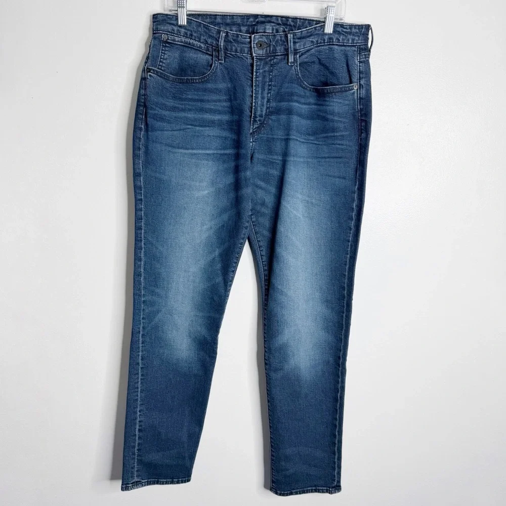 Bonobos Men’s Athletic Fit‎ Jeans Medium Wash Whiskering 33 x 32 Preppy Stretch